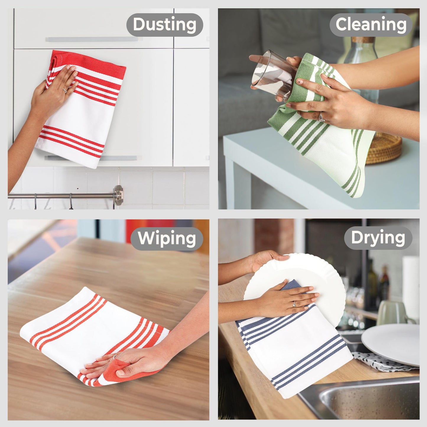 Microplastic-Free Kitchen: Urban Villa Cotton Dish Towels 6-Pack Non-Toxic