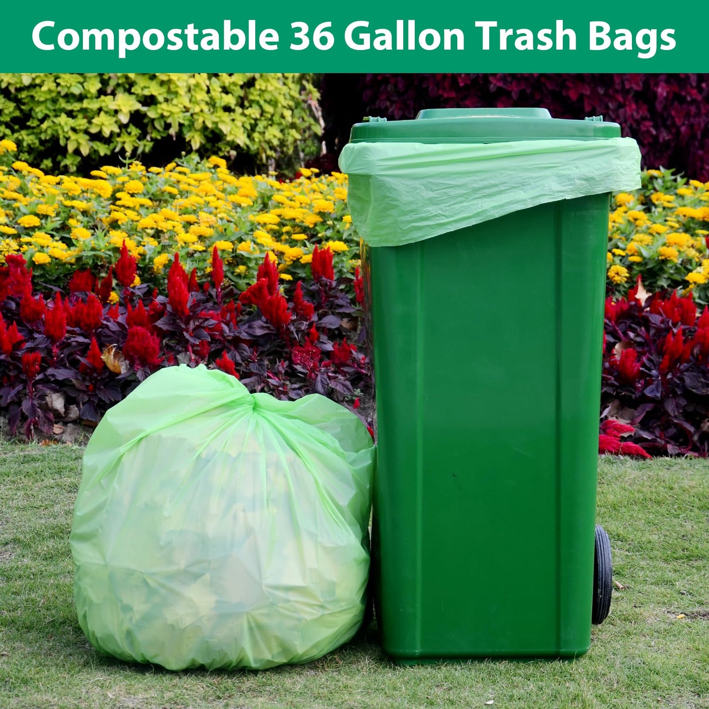 GreFusion 1.2 Gallon Compostable Bags - 125 Count (BPI Certified)