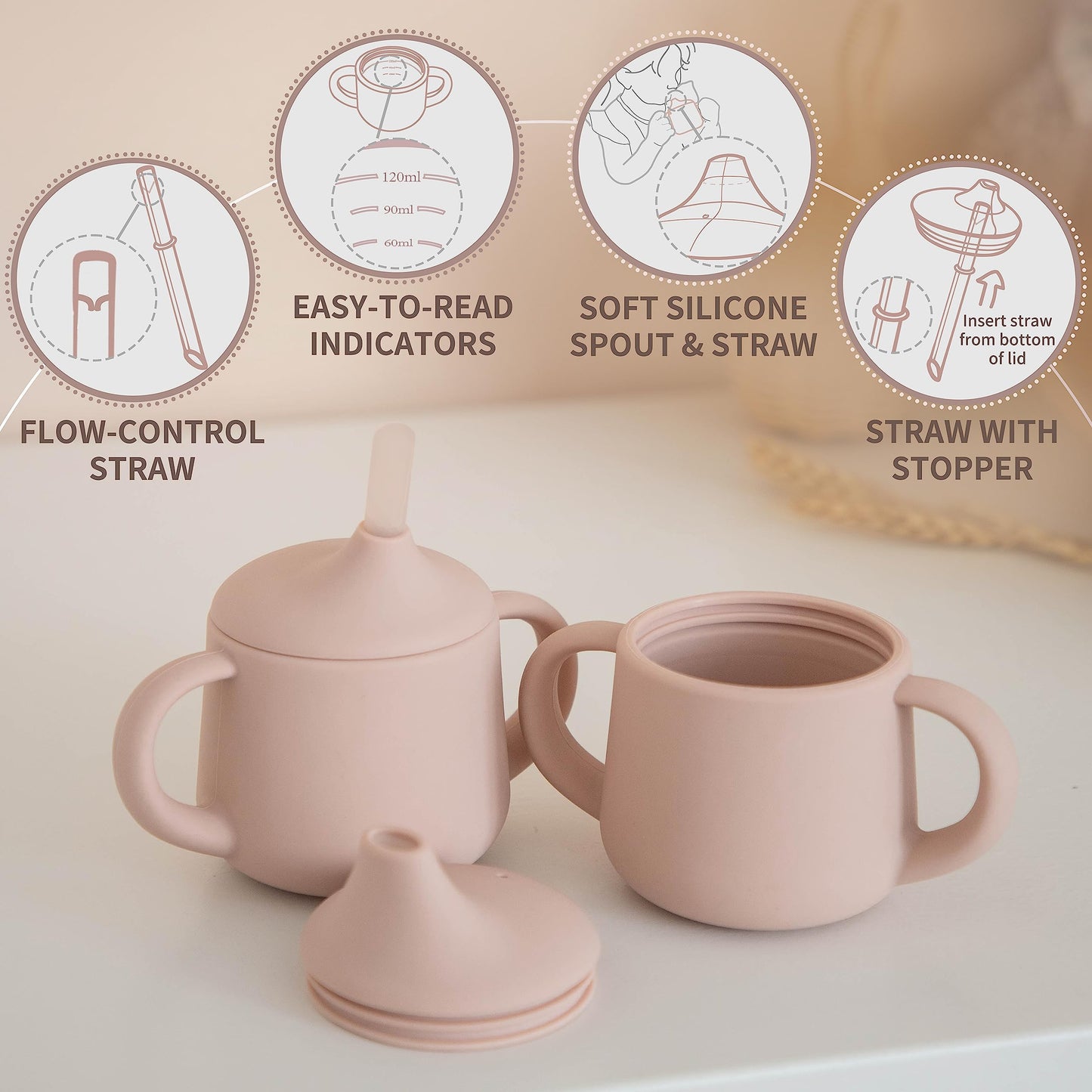 Moonkie 3-in-1 Food-Grade Silicone Training Cup (4 oz)