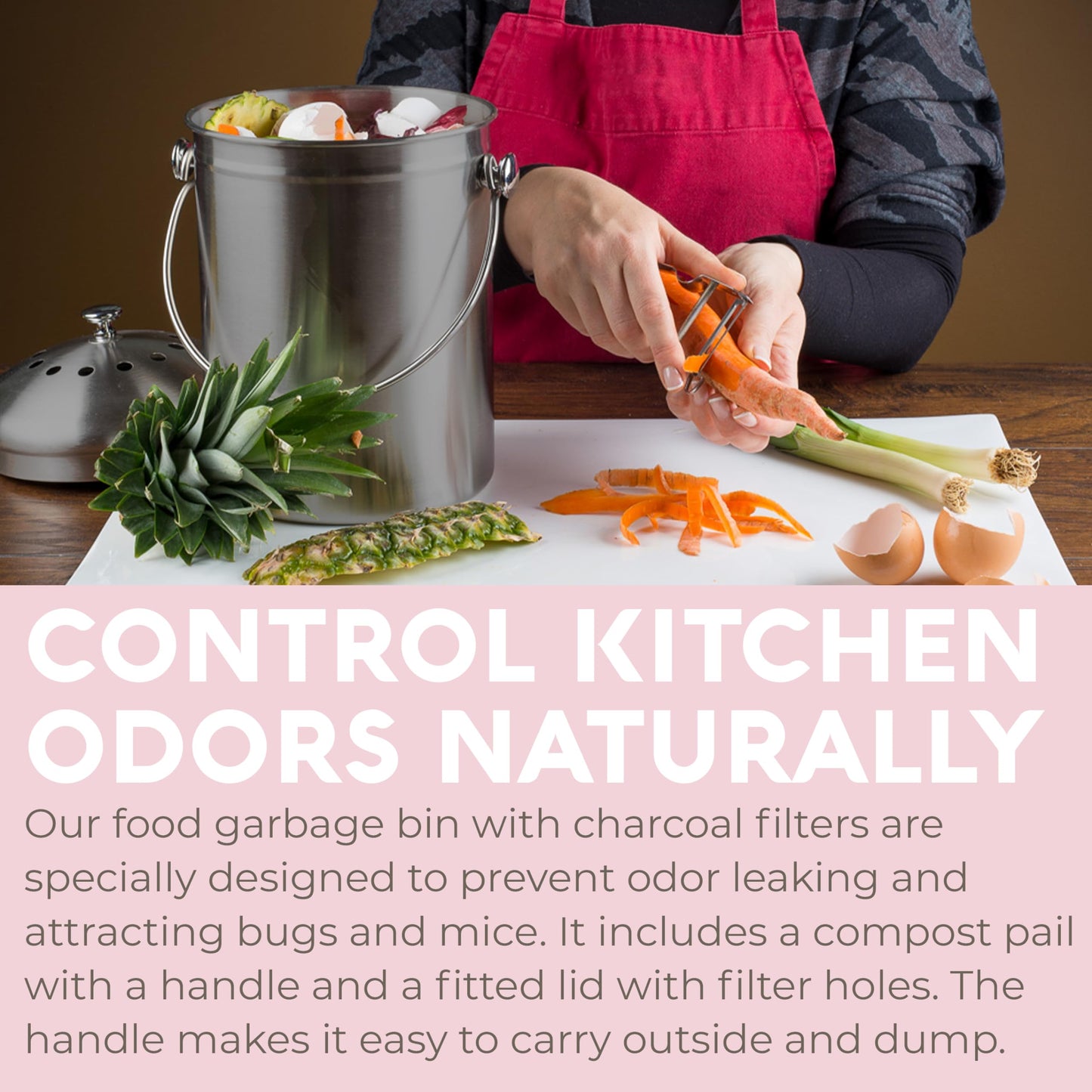 Microplastic-Free Kitchen: Epica Stainless Steel Compost Bin Non-Toxic