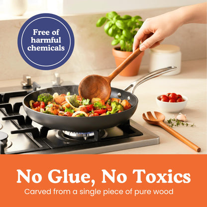 Microplastic-Free Solid Acacia Wooden Utensil Set, Glue-Free, 6-Piece