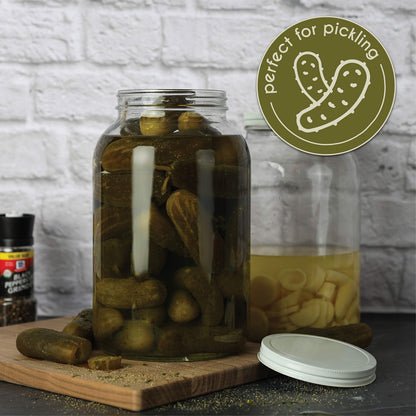 1-Gallon Glass Mason Jars with Airtight Metal Lids, 2-Pack - Kitchentoolz