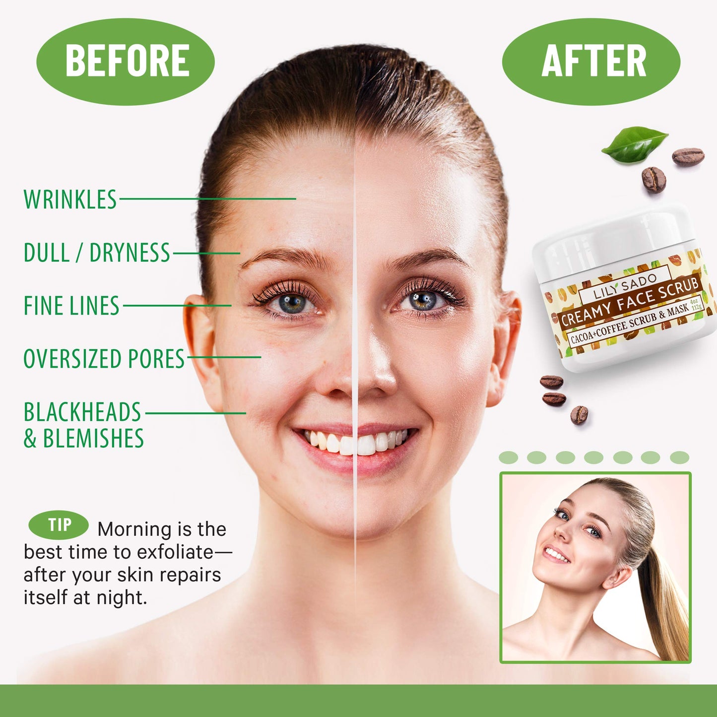 Microplastic-Free Matcha Sugar Face Scrub, Vegan – Lily Sado