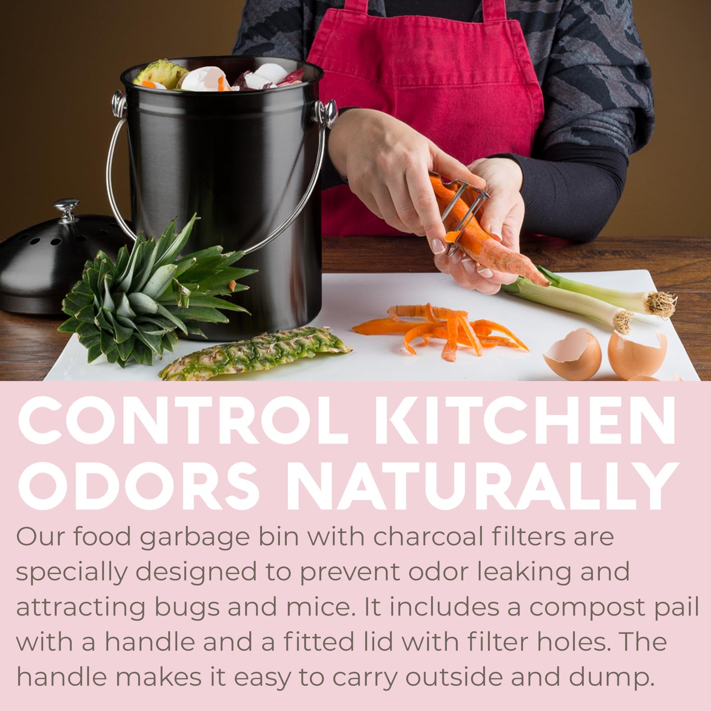 Microplastic-Free Kitchen: Epica Stainless Steel Compost Bin Non-Toxic