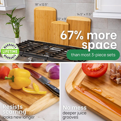 Non-Toxic Organic Bamboo Cutting Board Set, 3-Piece – Greener Chef