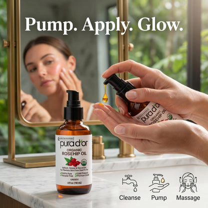 USDA Certified Organic Rosehip Seed Oil, 100% Pure Cold-Pressed – Pura D'or