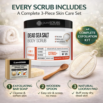 Fragrance-Free Dead Sea Salt Body Scrub, Organic Oils – pureSCRUBS Unscented