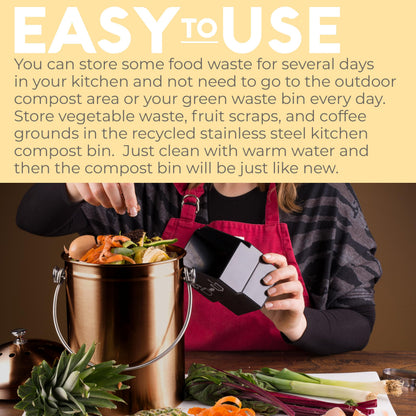 Microplastic-Free Kitchen: Epica Stainless Steel Compost Bin Non-Toxic