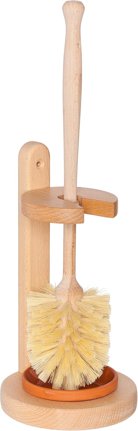 REDECKER Oiled Beechwood Toilet Brush Stand & Tampico Fiber Brush