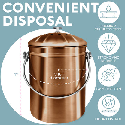 Microplastic-Free Kitchen: Epica Stainless Steel Compost Bin Non-Toxic