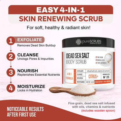 Fragrance-Free Dead Sea Salt Body Scrub, Organic Oils – pureSCRUBS Unscented