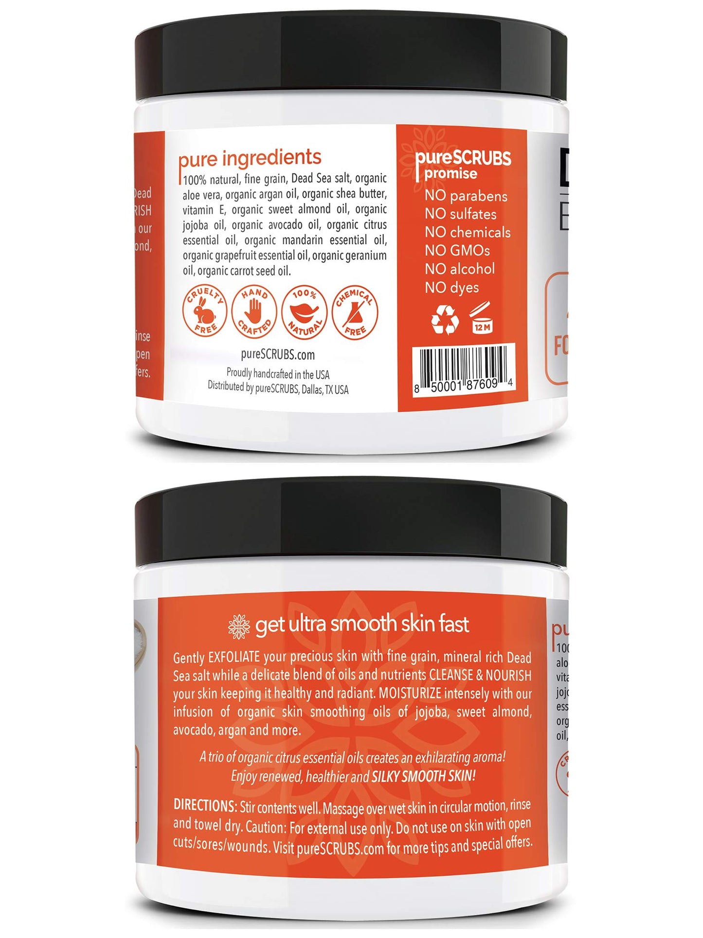 Fragrance-Free Dead Sea Salt Body Scrub, Organic Oils – pureSCRUBS Unscented