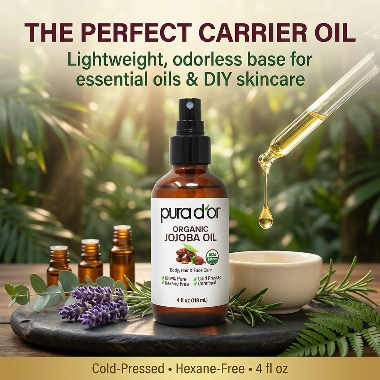 USDA Certified Organic Rosehip Seed Oil, 100% Pure Cold-Pressed – Pura D'or