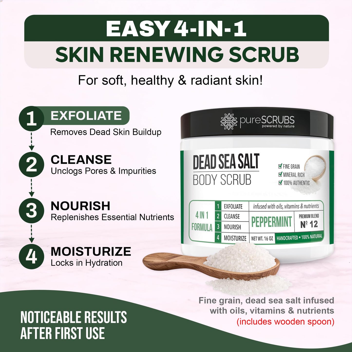 Fragrance-Free Dead Sea Salt Body Scrub, Organic Oils – pureSCRUBS Unscented