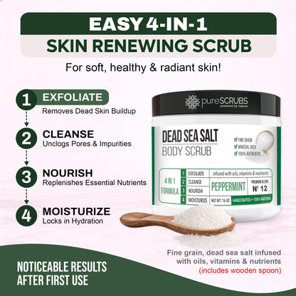 Fragrance-Free Dead Sea Salt Body Scrub, Organic Oils – pureSCRUBS Unscented