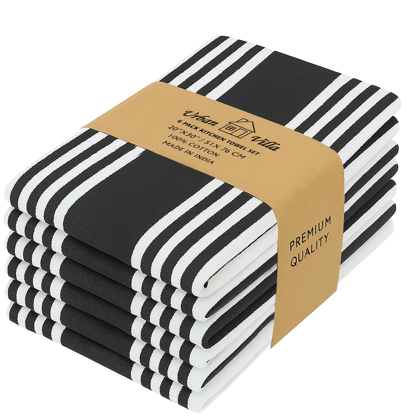 Microplastic-Free Kitchen: Urban Villa Cotton Dish Towels 6-Pack Non-Toxic