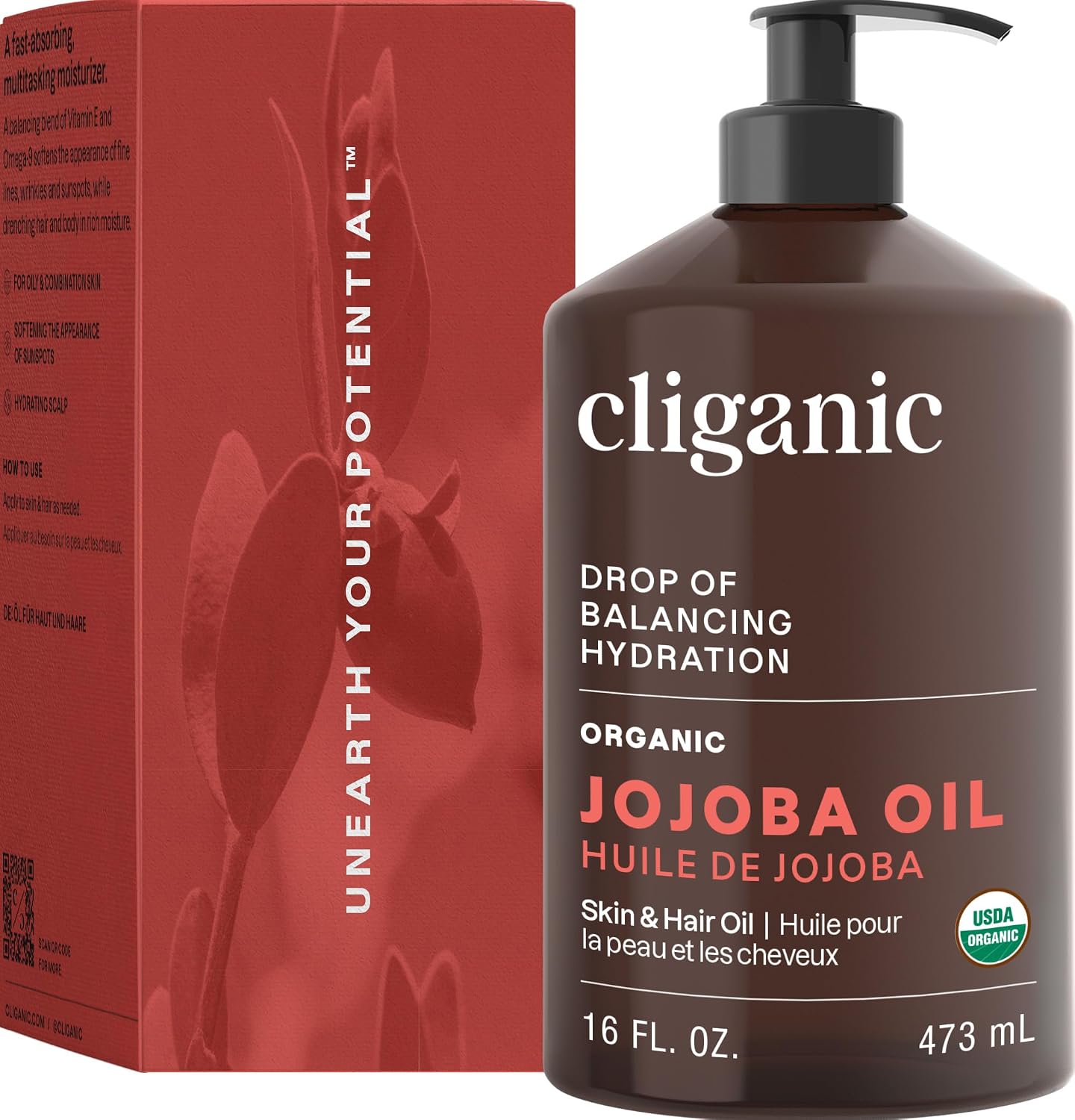 USDA Certified Organic Jojoba Oil, 100% Pure Single-Ingredient – Cliganic