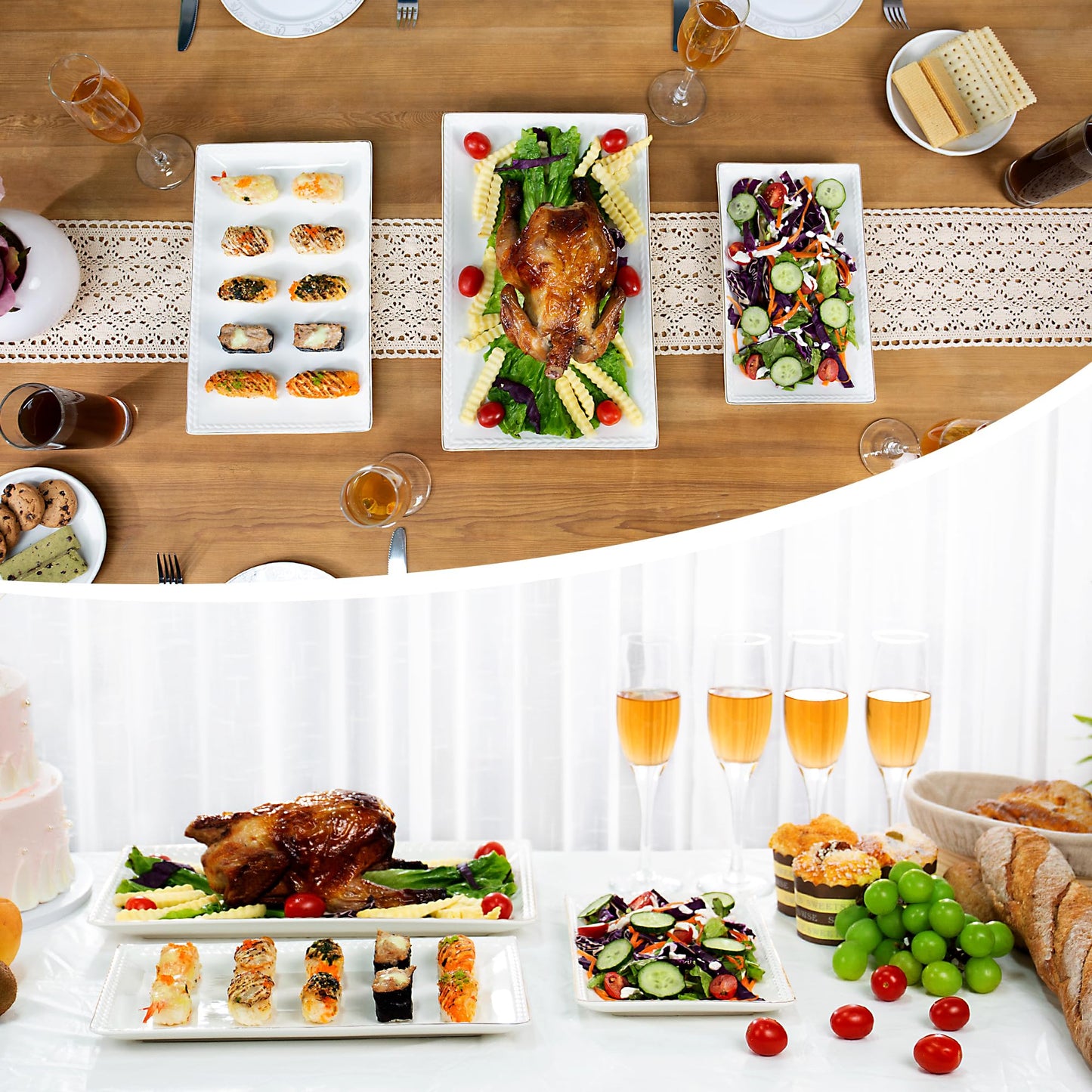 White Porcelain Serving Platters, Set of 3 – Kassel