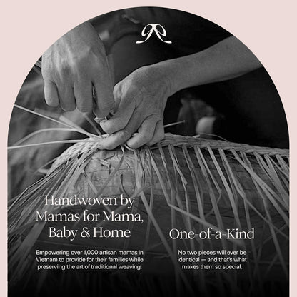BEBE BASK Premium Changing Basket: Artisan Seagrass & Bamboo Set