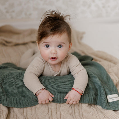 Bleu La La Heritage Knit Blanket: 100% Organic Cotton Luxury