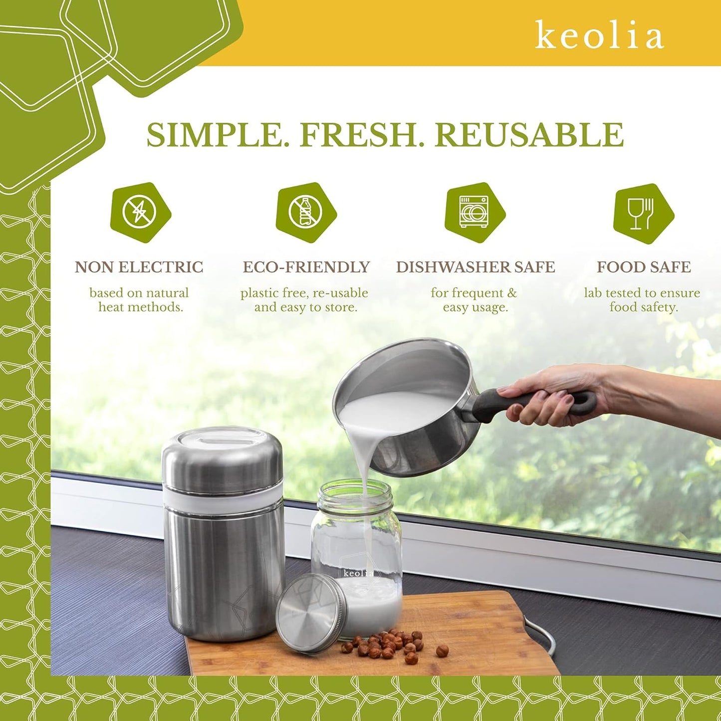 Microplastic-Free Non-Electric Yogurt Maker Kit with Glass Jar – Keolia