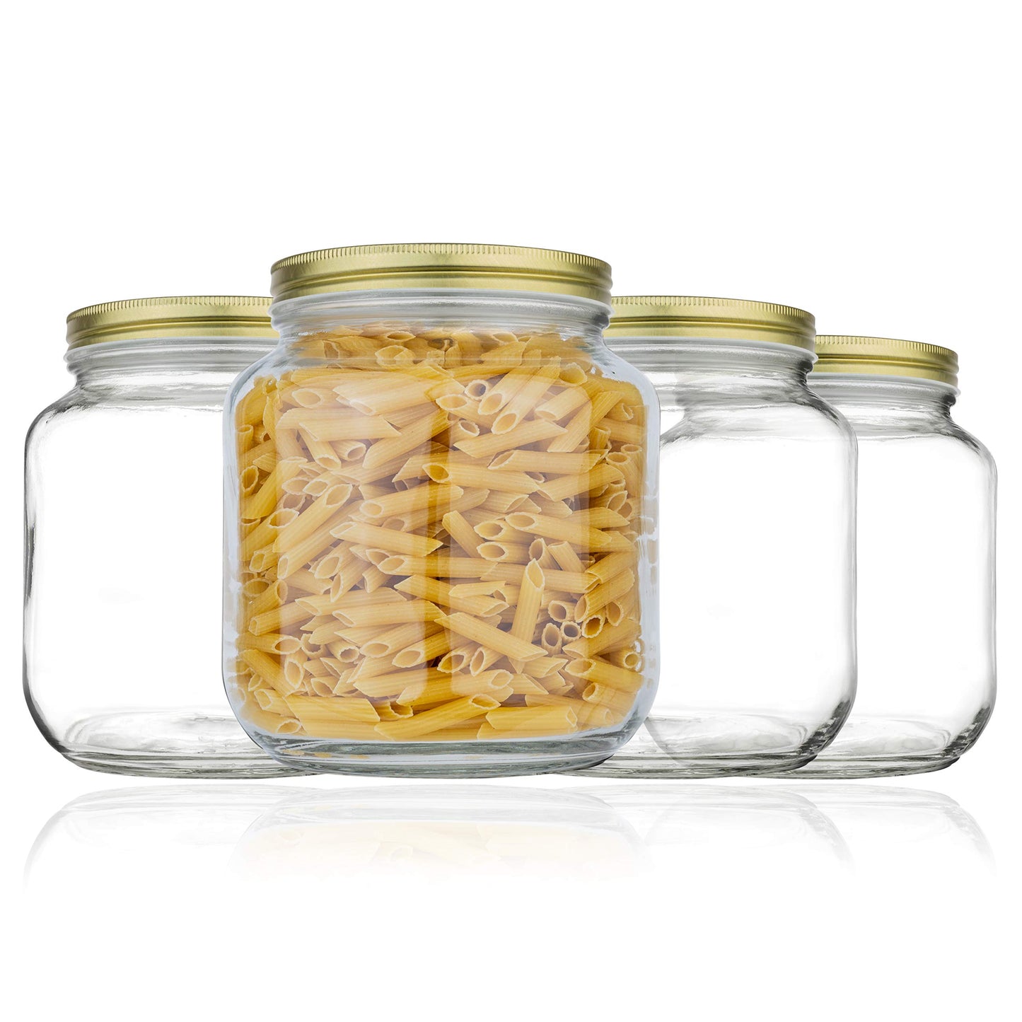 Half-Gallon Glass Mason Jars with Metal Lids, 2-Pack - Kitchentoolz