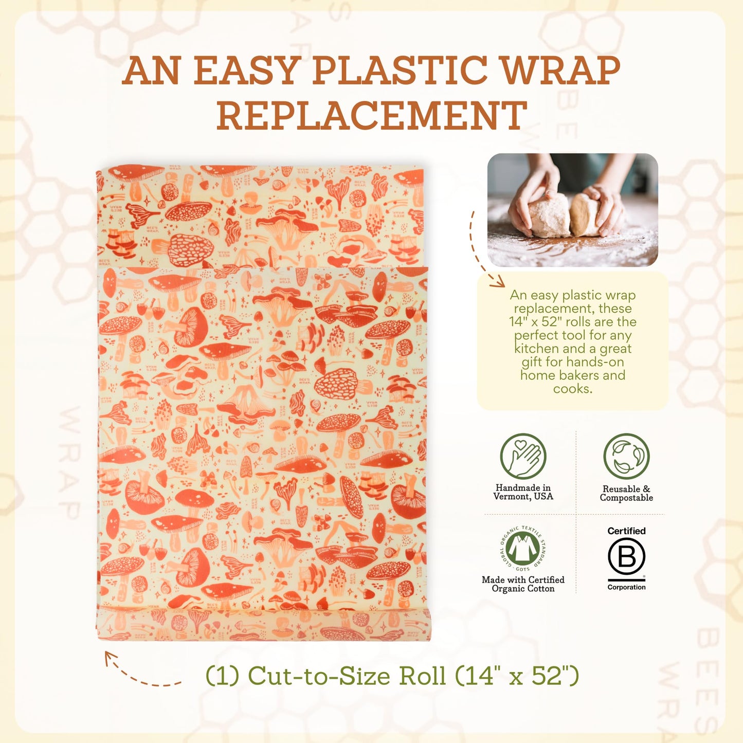 Plastic-Free Vegan Reusable Food Wrap Roll – Bee's Wrap
