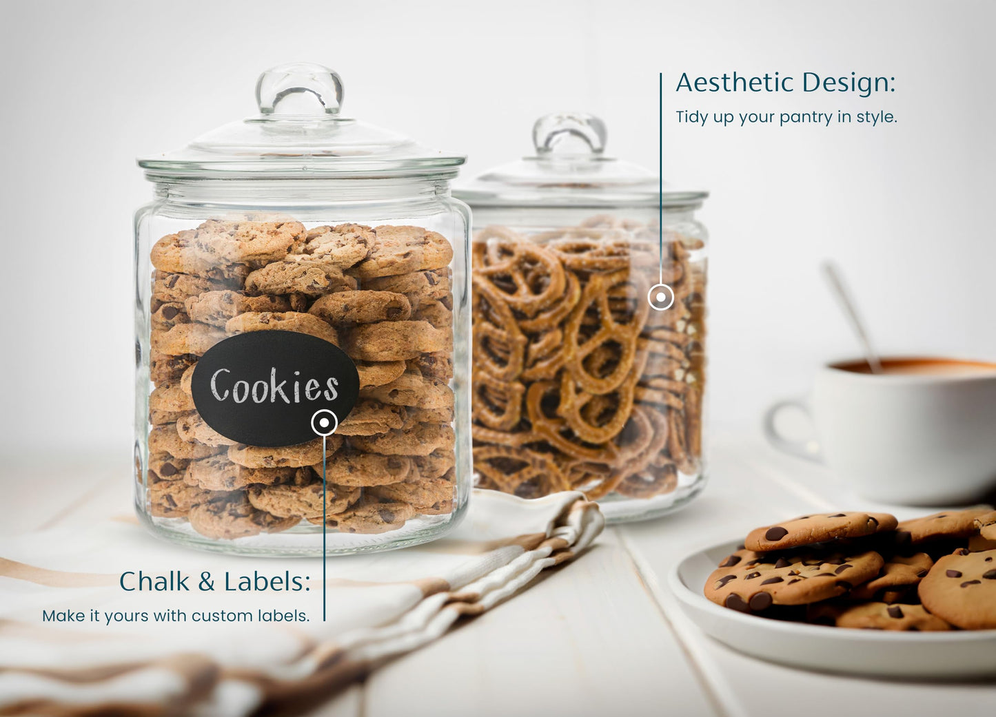 Plastic-Free Half-Gallon Glass Storage Jars, Glass Lids, 2-Pack – KooK