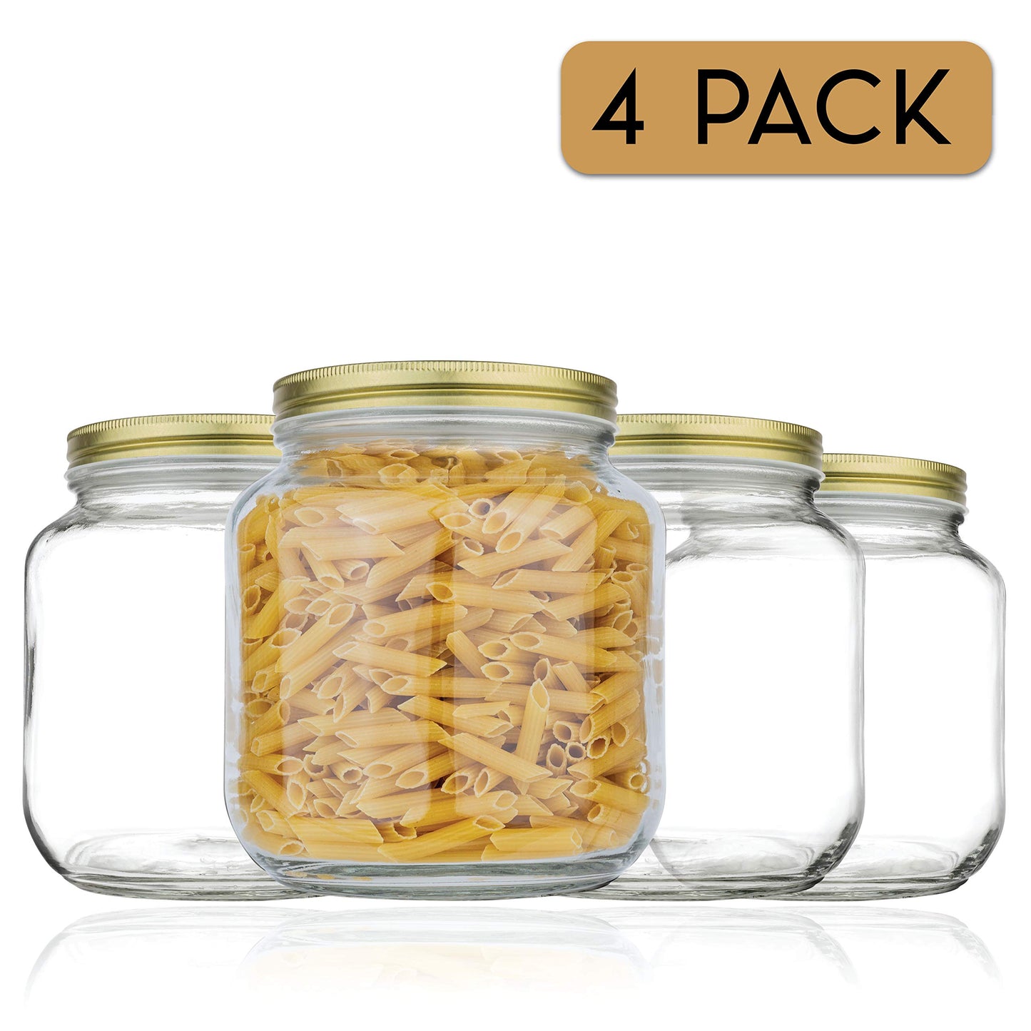 Half-Gallon Glass Mason Jars with Metal Lids, 2-Pack - Kitchentoolz