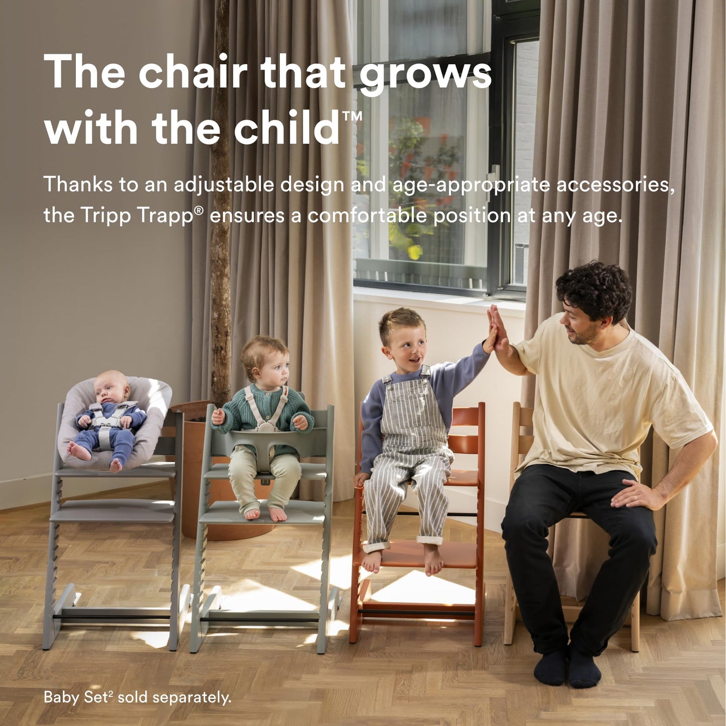 Stokke Tripp Trapp Solid Beechwood Chair with Newborn Set Bundle