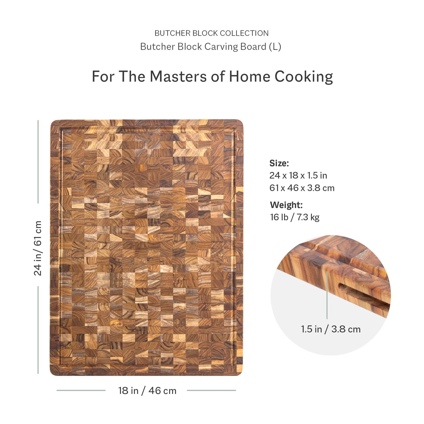 Non-Toxic Teak End-Grain Cutting Board, FSC-Certified – Teakhaus