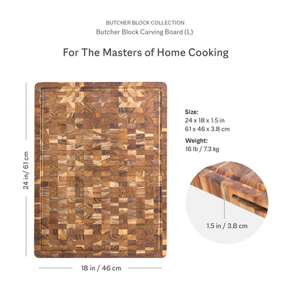 Non-Toxic Teak End-Grain Cutting Board, FSC-Certified – Teakhaus