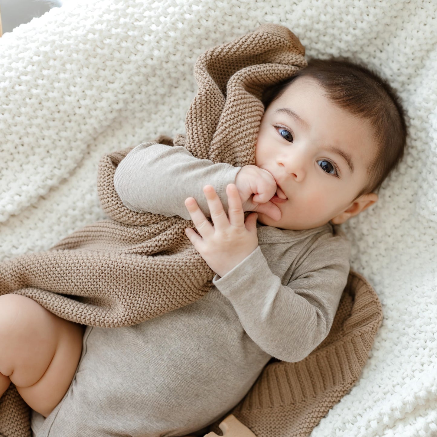 Bleu La La Heritage Knit Blanket: 100% Organic Cotton Luxury