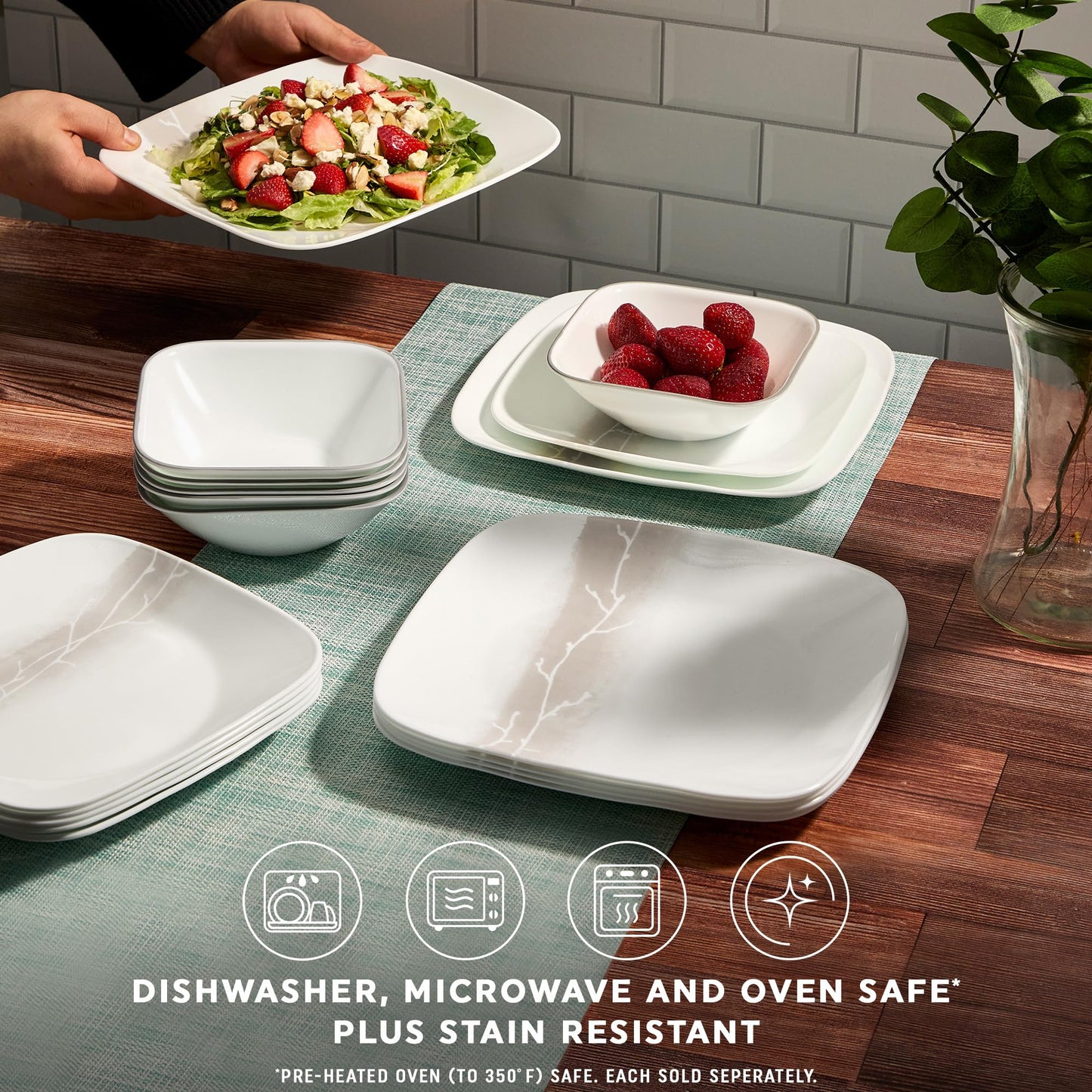 Non-Toxic Glass Dinnerware Set, Service for 6 – Corelle Wandering Grove
