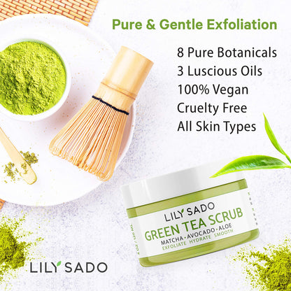 Microplastic-Free Matcha Sugar Face Scrub, Vegan – Lily Sado
