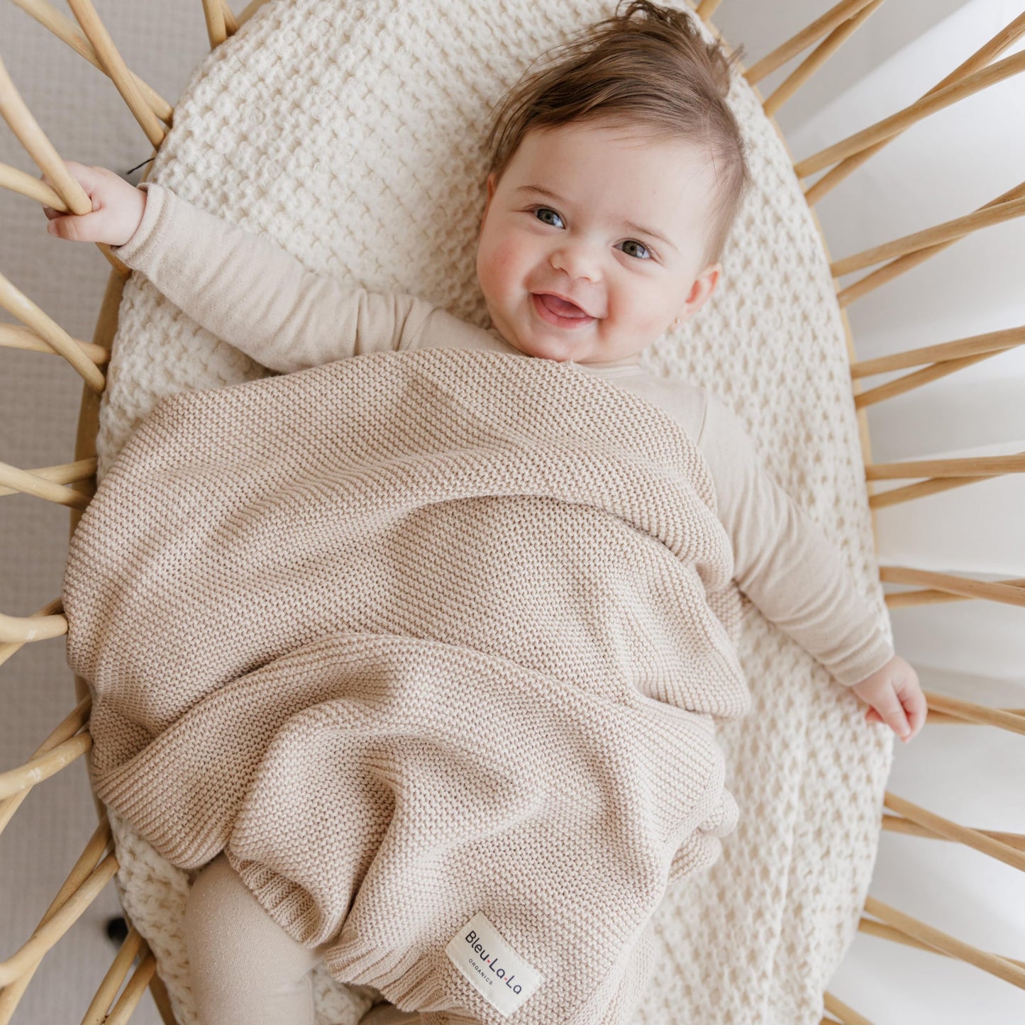 Bleu La La Heritage Knit Blanket: 100% Organic Cotton Luxury