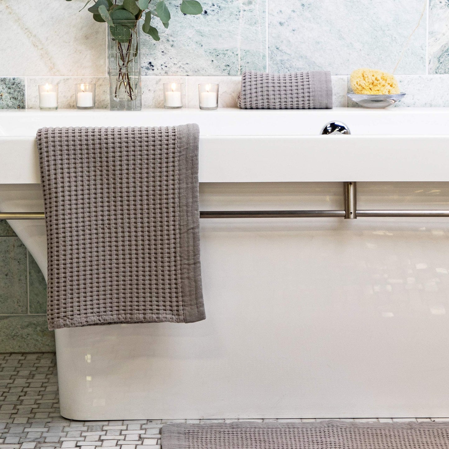 Gilden Tree Bathroom Mat: 100% Absorbent Cotton Waffle Weave