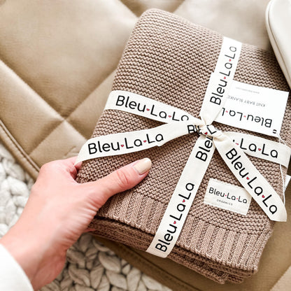 Bleu La La Heritage Knit Blanket: 100% Organic Cotton Luxury