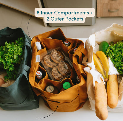 Nook Theory Cotton Canvas Reusable Grocery Bags (3-Pack, 12 oz)