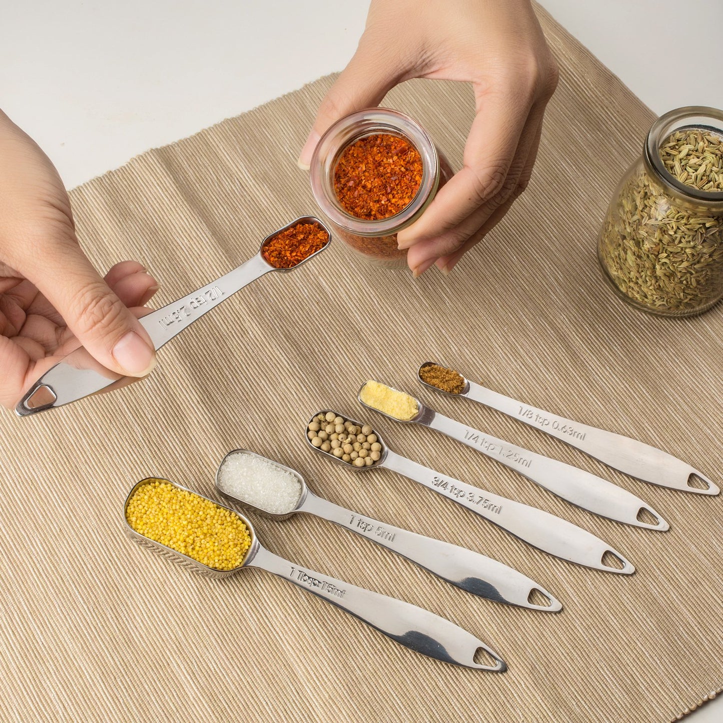 Microplastic-Free 18/8 Stainless Steel Measuring Cups & Spoons Set, 13-Piece