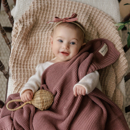 Bleu La La Heritage Knit Blanket: 100% Organic Cotton Luxury