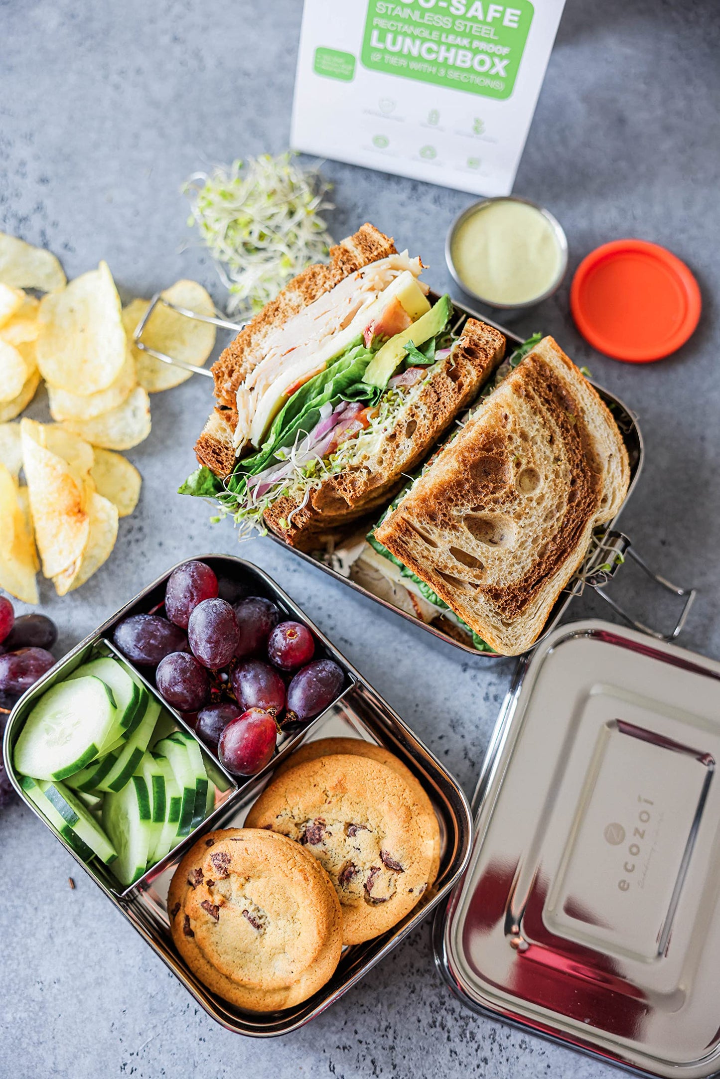 Plastic-Free Stainless Steel Bento Lunch Box, 2-Tier – Ecozoi