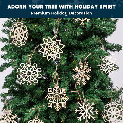 36 Pcs Natural Wood Snowflake Ornaments: Non-Toxic, Child Safe DIY Embellishments for Christmas