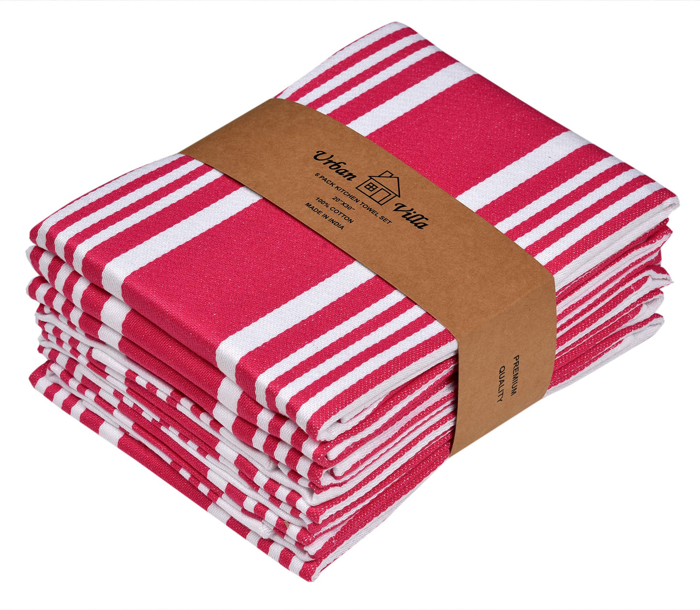 Microplastic-Free Kitchen: Urban Villa Cotton Dish Towels 6-Pack Non-Toxic