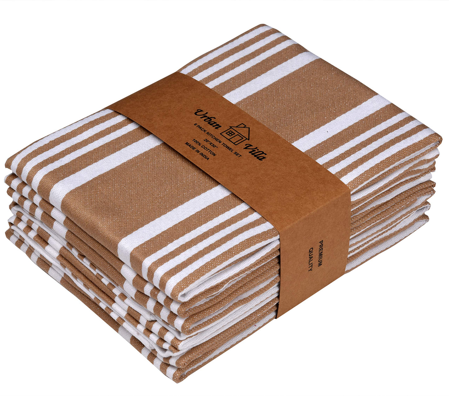 Microplastic-Free Kitchen: Urban Villa Cotton Dish Towels 6-Pack Non-Toxic