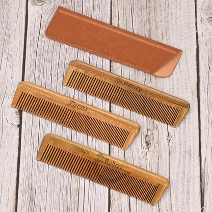 Handmade Green Sandalwood Wooden Comb, Anti-Static & Vegan – Onedor