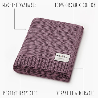 Bleu La La Heritage Knit Blanket: 100% Organic Cotton Luxury