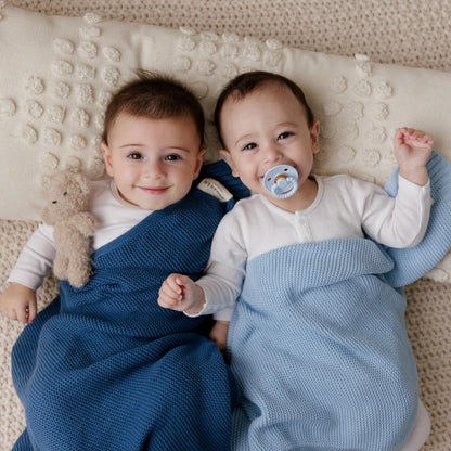 Bleu La La Heritage Knit Blanket: 100% Organic Cotton Luxury