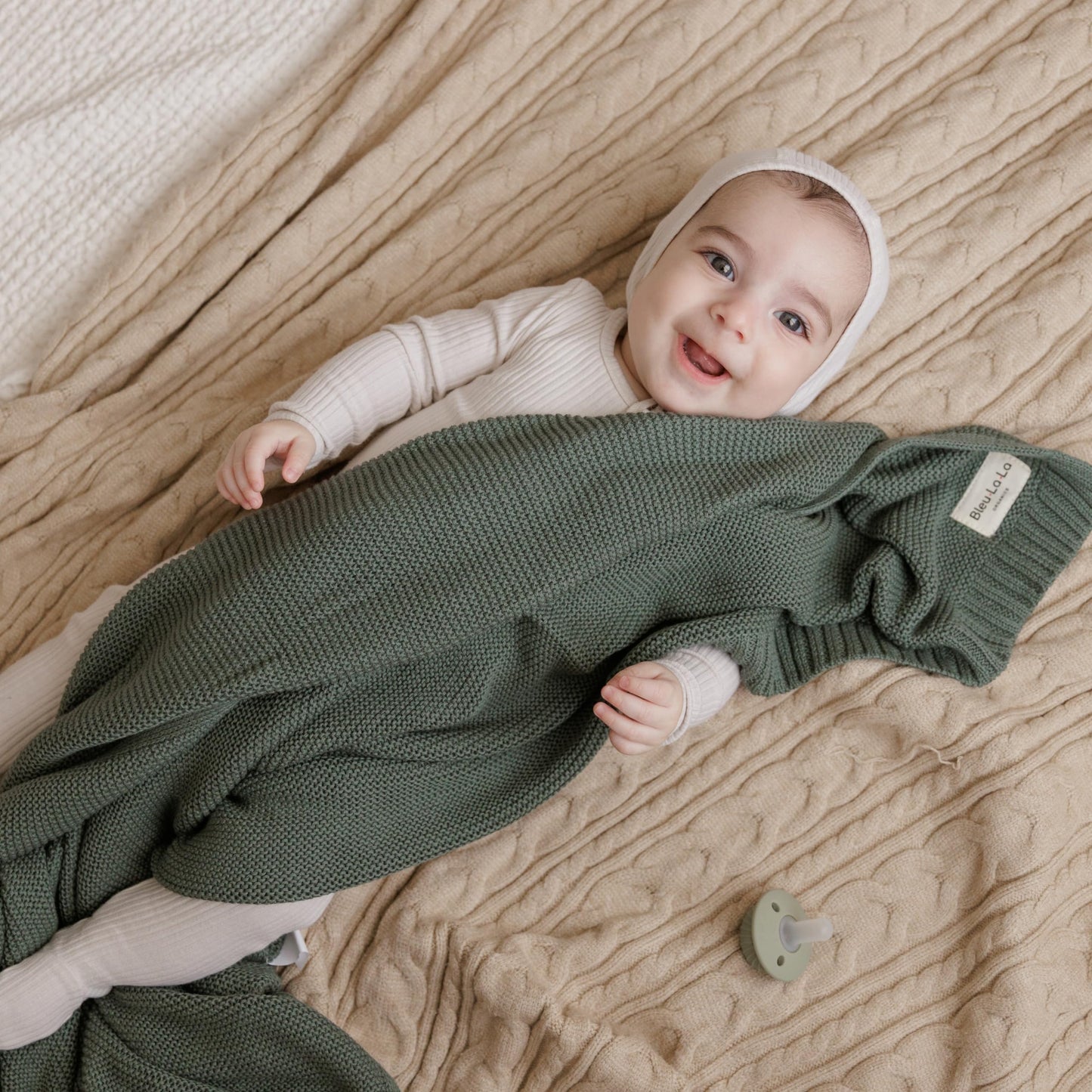 Bleu La La Heritage Knit Blanket: 100% Organic Cotton Luxury