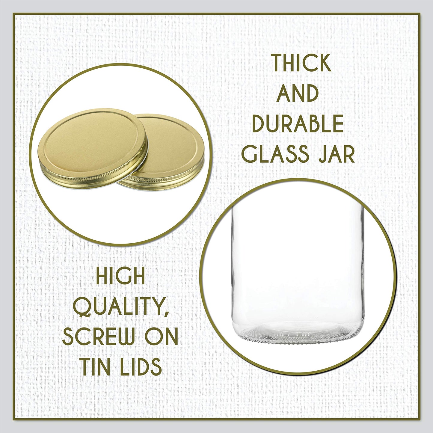 1-Gallon Glass Mason Jars with Airtight Metal Lids, 2-Pack - Kitchentoolz